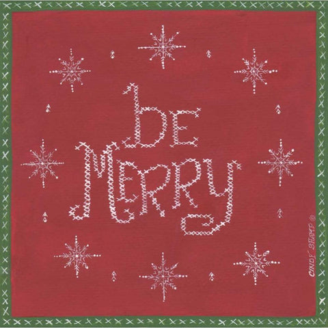 Be Merry Gold Ornate Wood Framed Art Print with Double Matting by Shamp, Cindy