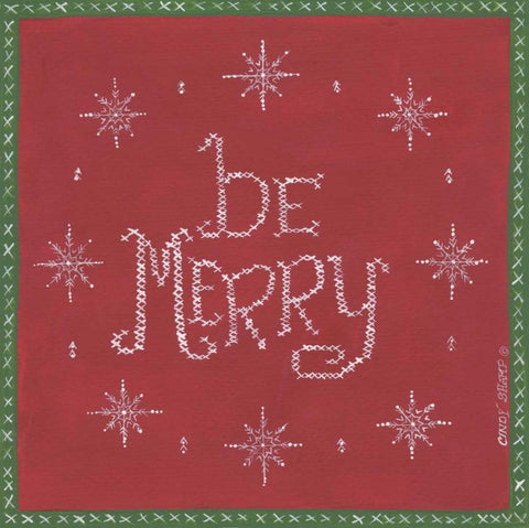 Be Merry White Modern Wood Framed Art Print with Double Matting by Shamp, Cindy