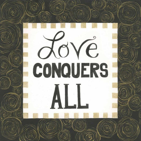 Love Conquers All White Modern Wood Framed Art Print with Double Matting by Shamp, Cindy