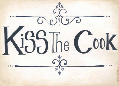 Kiss the Cook White Modern Wood Framed Art Print with Double Matting by Shamp, Cindy