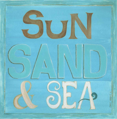 Sun, Sand and Sea Black Ornate Wood Framed Art Print with Double Matting by Shamp, Cindy