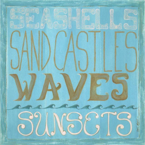 Seashells and Sand Castles Black Modern Wood Framed Art Print by Shamp, Cindy