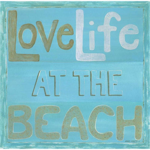 Love Life at the Beach White Modern Wood Framed Art Print by Shamp, Cindy