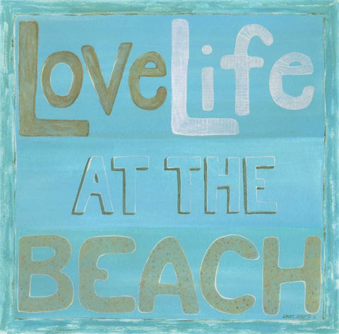 Love Life at the Beach White Modern Wood Framed Art Print with Double Matting by Shamp, Cindy