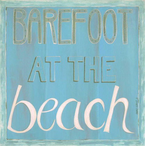 Barefoot at the Beach Black Ornate Wood Framed Art Print with Double Matting by Shamp, Cindy