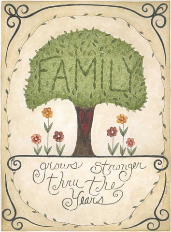 Family Tree Black Ornate Wood Framed Art Print with Double Matting by Shamp, Cindy