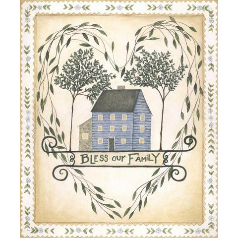 Bless Our Family White Modern Wood Framed Art Print by Shamp, Cindy