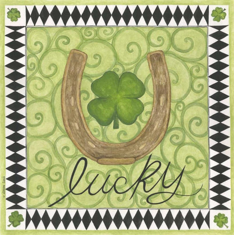 Lucky Horse Shoe White Modern Wood Framed Art Print with Double Matting by Shamp, Cindy