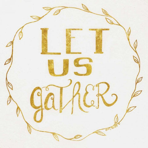 Let Us Gather - Gold White Modern Wood Framed Art Print by Shamp, Cindy
