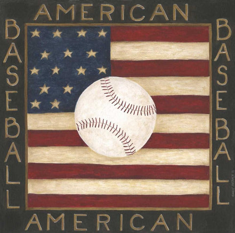 American Baseball Black Ornate Wood Framed Art Print with Double Matting by Shamp, Cindy