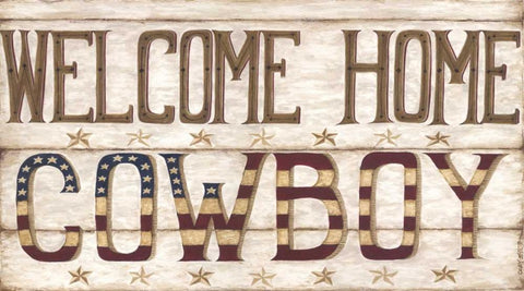 Welcome Home Cowboy White Modern Wood Framed Art Print with Double Matting by Shamp, Cindy