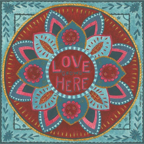 Love Grows Here Black Modern Wood Framed Art Print with Double Matting by Shamp, Cindy