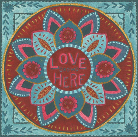 Love Grows Here Black Ornate Wood Framed Art Print with Double Matting by Shamp, Cindy