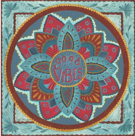 Good Vibes Gold Ornate Wood Framed Art Print with Double Matting by Shamp, Cindy