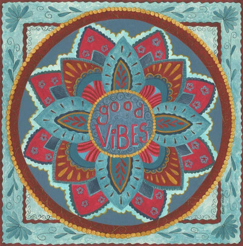 Good Vibes Black Ornate Wood Framed Art Print with Double Matting by Shamp, Cindy