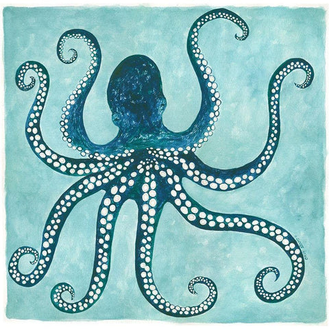Octopus Black Modern Wood Framed Art Print with Double Matting by Shamp, Cindy