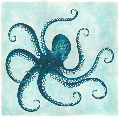 Octopus II White Modern Wood Framed Art Print with Double Matting by Shamp, Cindy