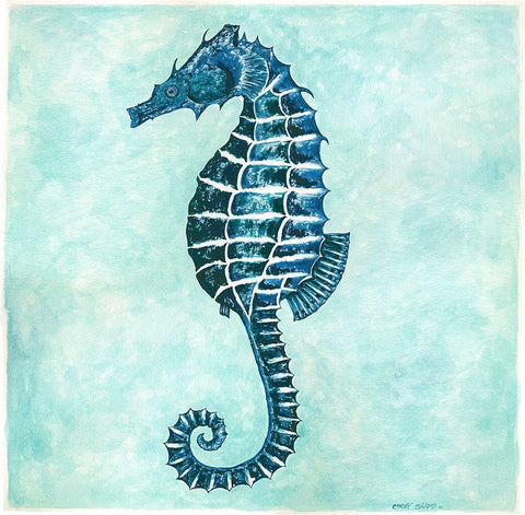 Seahorse Black Ornate Wood Framed Art Print with Double Matting by Shamp, Cindy