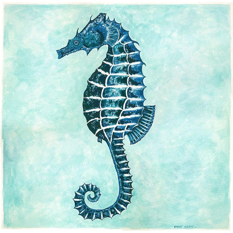 Seahorse Black Modern Wood Framed Art Print with Double Matting by Shamp, Cindy