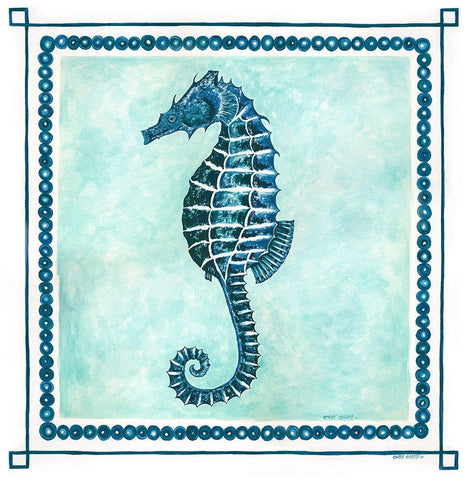Seahorse Frame II Black Ornate Wood Framed Art Print with Double Matting by Shamp, Cindy