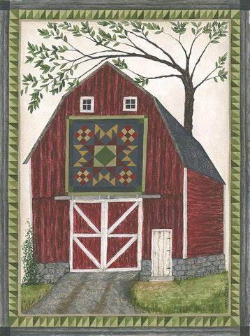 Barn Square White Modern Wood Framed Art Print with Double Matting by Shamp, Cindy