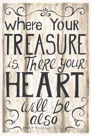 Treasure White Modern Wood Framed Art Print with Double Matting by Shamp, Cindy