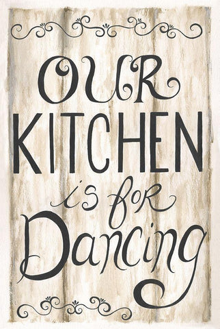 Kitchen is for Dancing Black Ornate Wood Framed Art Print with Double Matting by Shamp, Cindy