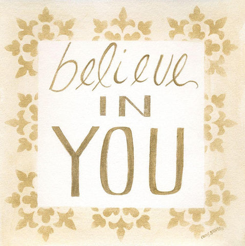 Believe in You White Modern Wood Framed Art Print with Double Matting by Shamp, Cindy