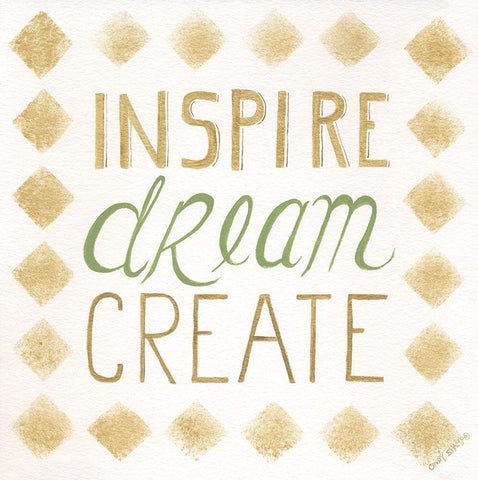 Inspire, Dream, Create Black Ornate Wood Framed Art Print with Double Matting by Shamp, Cindy