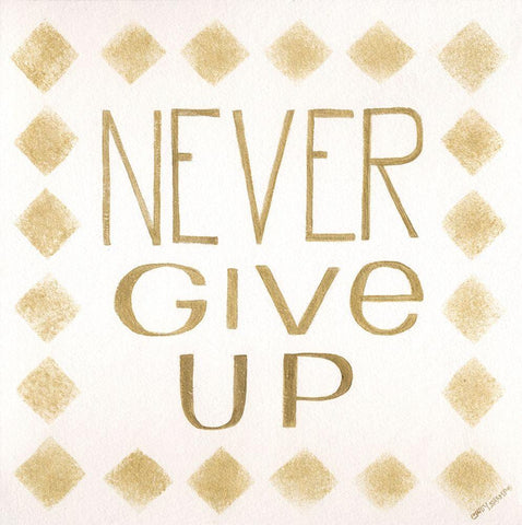 Never Give Up White Modern Wood Framed Art Print with Double Matting by Shamp, Cindy