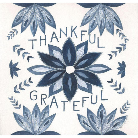 Thankful, Grateful White Modern Wood Framed Art Print by Shamp, Cindy