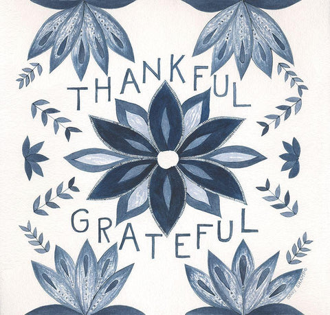 Thankful, Grateful White Modern Wood Framed Art Print with Double Matting by Shamp, Cindy