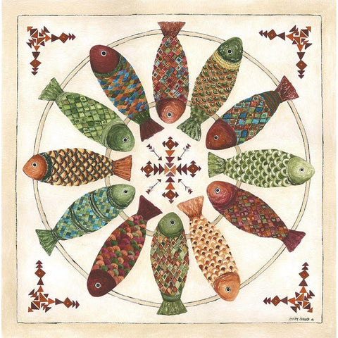 Wild Fish Gold Ornate Wood Framed Art Print with Double Matting by Shamp, Cindy