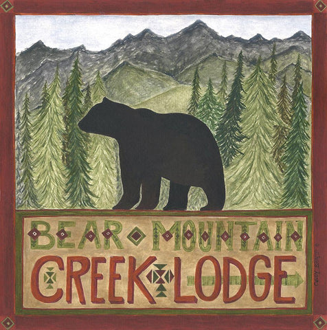 Bear Mountain Creek Lodge White Modern Wood Framed Art Print with Double Matting by Shamp, Cindy