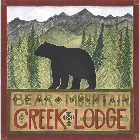 Bear Mountain Creek Lodge Black Modern Wood Framed Art Print by Shamp, Cindy