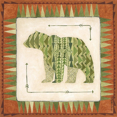 Lodge Bear Black Ornate Wood Framed Art Print with Double Matting by Shamp, Cindy