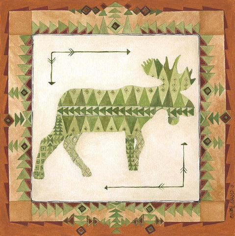 Lodge Moose White Modern Wood Framed Art Print with Double Matting by Shamp, Cindy