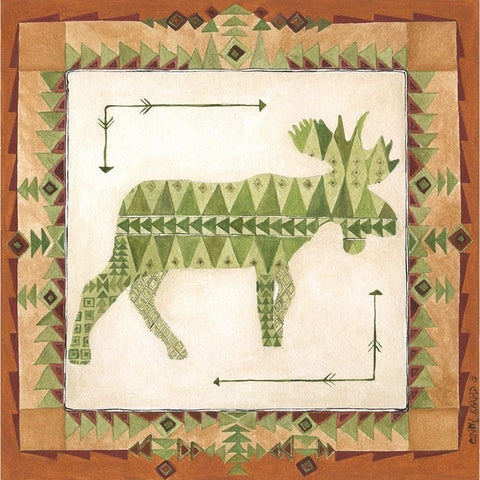 Lodge Moose Gold Ornate Wood Framed Art Print with Double Matting by Shamp, Cindy