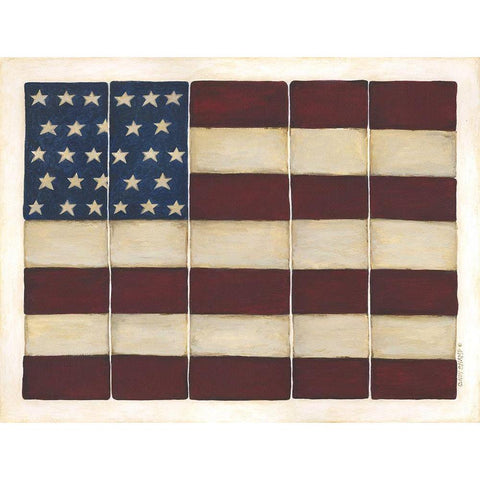 Tiled Flag Black Modern Wood Framed Art Print with Double Matting by Shamp, Cindy