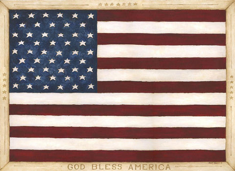 God Bless America Black Ornate Wood Framed Art Print with Double Matting by Shamp, Cindy