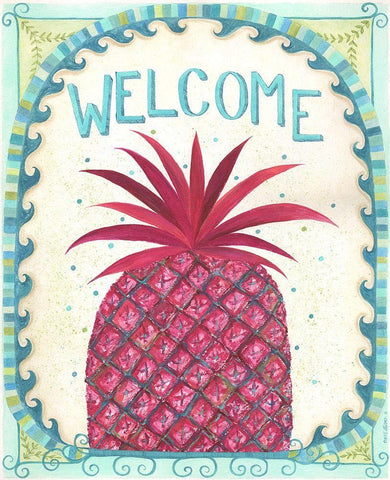 Welcome Pineapple Black Ornate Wood Framed Art Print with Double Matting by Shamp, Cindy