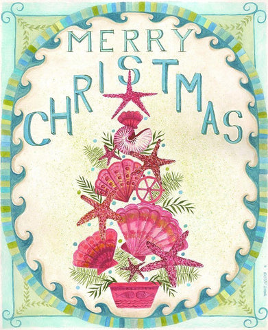 Merry Coastal Christmas Black Ornate Wood Framed Art Print with Double Matting by Shamp, Cindy