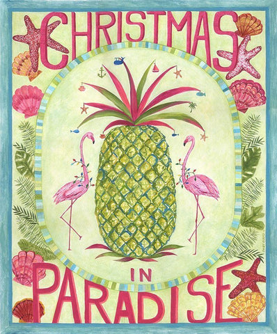 Christmas in Paradise Black Ornate Wood Framed Art Print with Double Matting by Shamp, Cindy