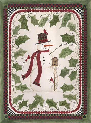 Birdhouse Snowman White Modern Wood Framed Art Print with Double Matting by Shamp, Cindy