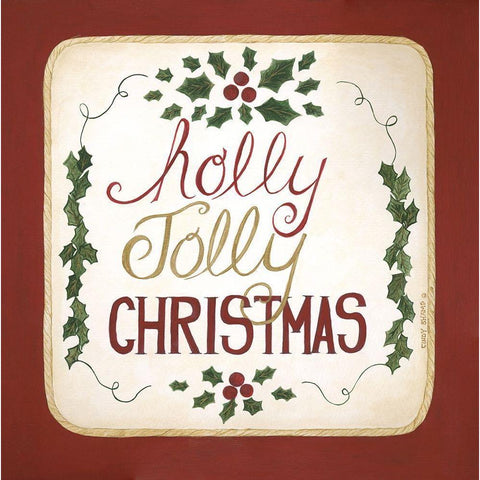 Holly Jolly Christmas Gold Ornate Wood Framed Art Print with Double Matting by Shamp, Cindy
