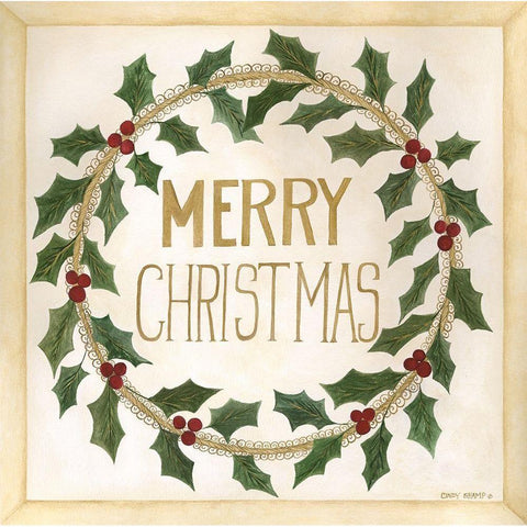Merry Christmas Gold Ornate Wood Framed Art Print with Double Matting by Shamp, Cindy