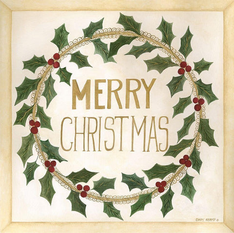 Merry Christmas White Modern Wood Framed Art Print with Double Matting by Shamp, Cindy