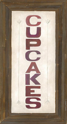 Cupcakes White Modern Wood Framed Art Print with Double Matting by Shamp, Cindy