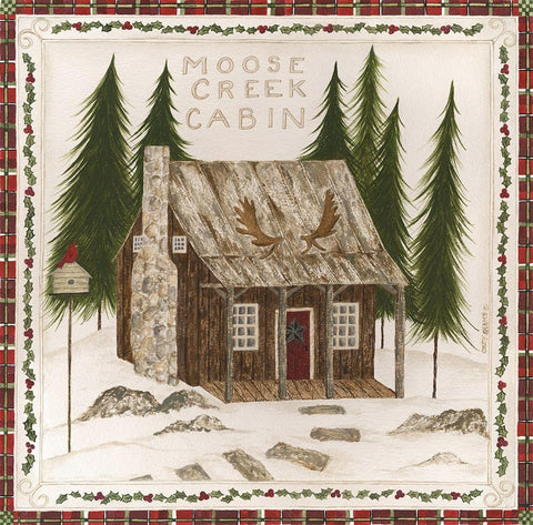 Moose Creek Cabin Black Ornate Wood Framed Art Print with Double Matting by Shamp, Cindy