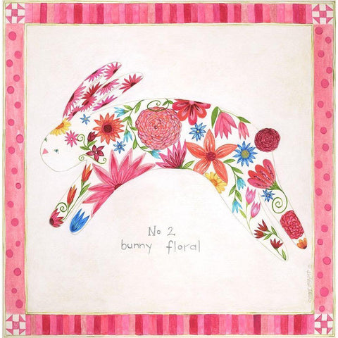 No. 2 Bunny Floral Black Modern Wood Framed Art Print by Shamp, Cindy